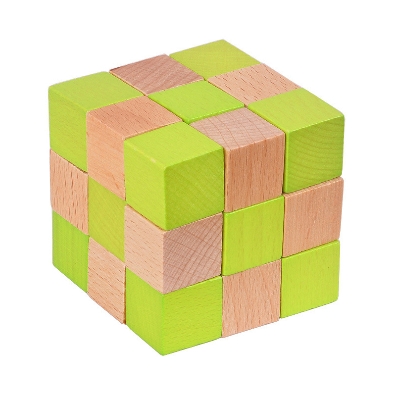 Woodworking Game - Hölzernes Schlangenwürfel-Puzzle IQ-Logiktraining Denkspiel Problemlösung Lernspielzeug