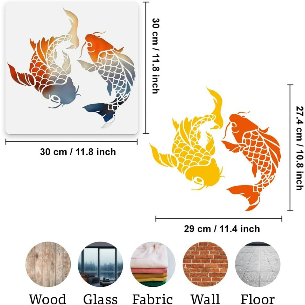 Koi-Fisch-Wandschablonen-Vorla – Woodworking Veneer Bewertung und Preis