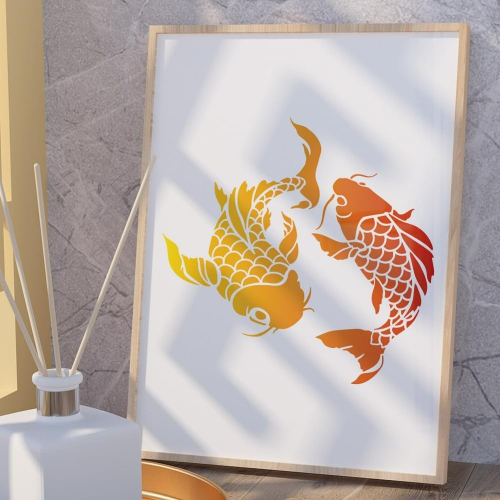 Koi-Fisch-Wandschablonen-Vorla – Woodworking Veneer Bewertung und Preis